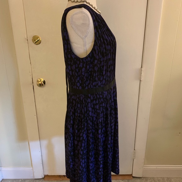 LOFT Black and Purple Print Party Dress - Picture 3 of 5